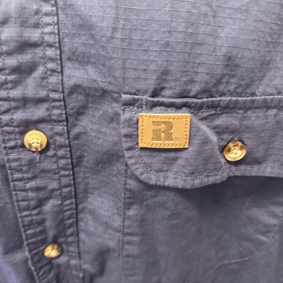 Wrangler Riggs Workwear  Navy Blue Short Sleeve‎ Button-Up Work Shirt Men Sz XXL - Picture 2 of 4